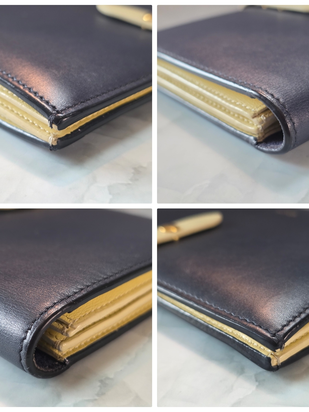 Celine Large Strap Continental Wallet Navy & Yellow + Entrupy COA - Picture 4 of 12